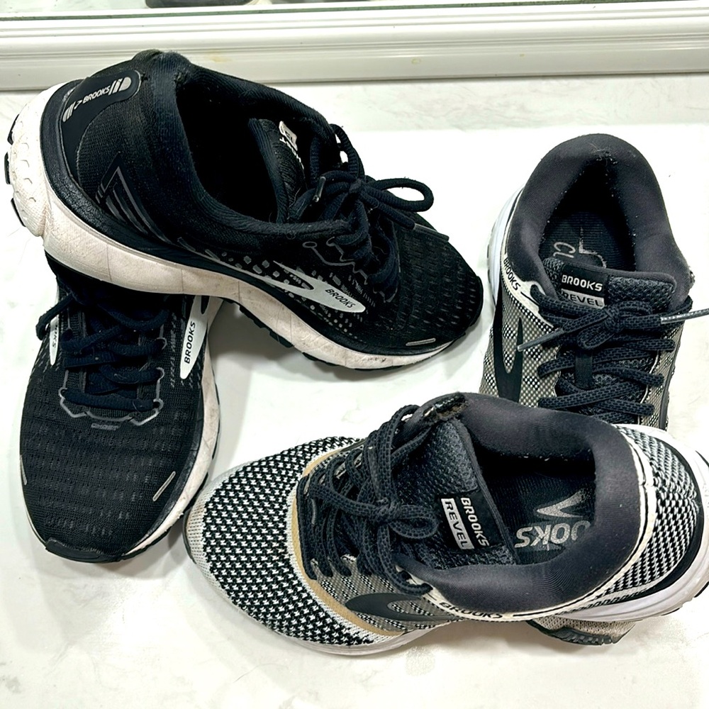 2 pairs of brooks one ghost 13 and one rebel